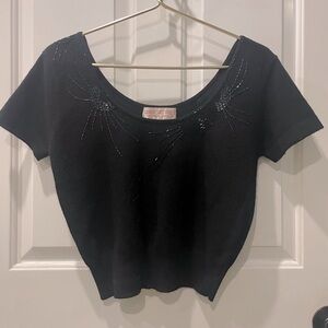 Vintage Giorgio Sant’Angelo 100% Cashmere Hand Beaded Crop Sweater